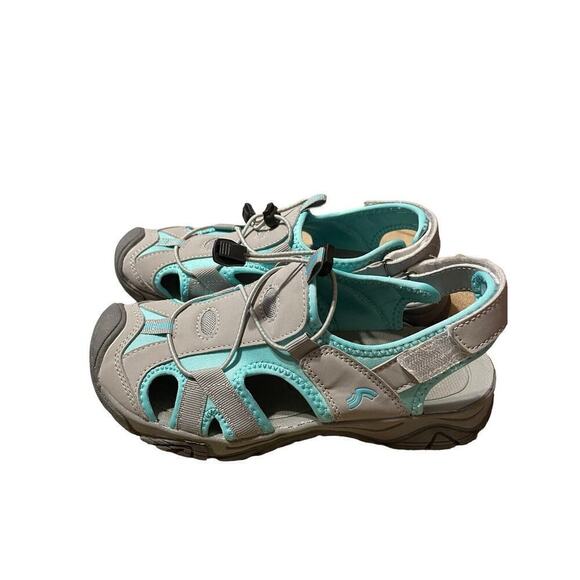 Crivit Grey Aqua Blue Hiking Strap Water Sandals Size 8 - Picture 5 of 7